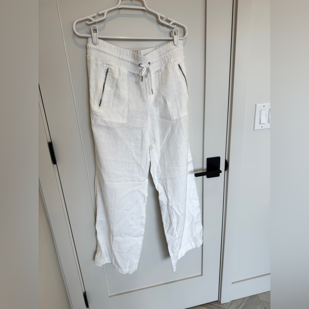 Athleta White Cabo linen wide leg pant
